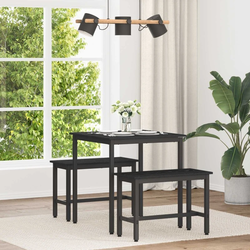 Spisebord METAL rektangulært - moderne træoverflade