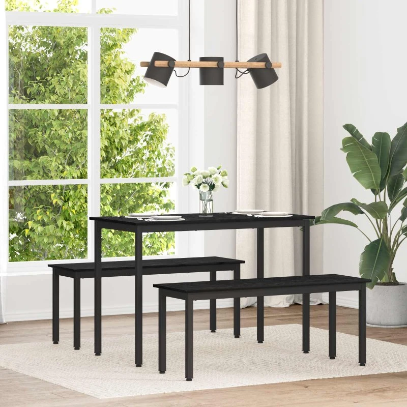 Spisebord METAL rektangulært med træoverflade