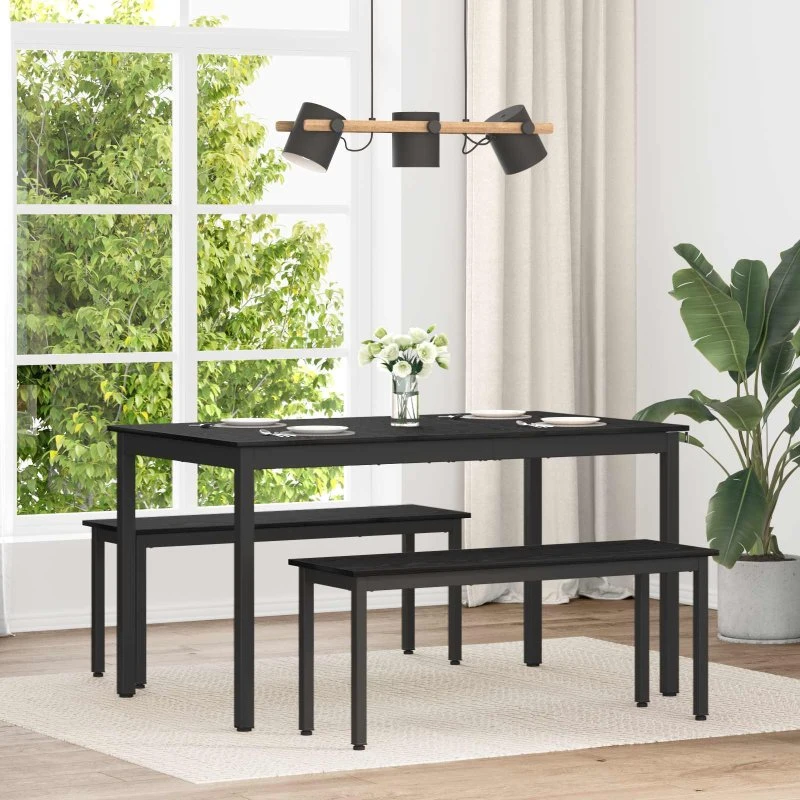 Spisebord METAL rektangulært med robust træoverflade