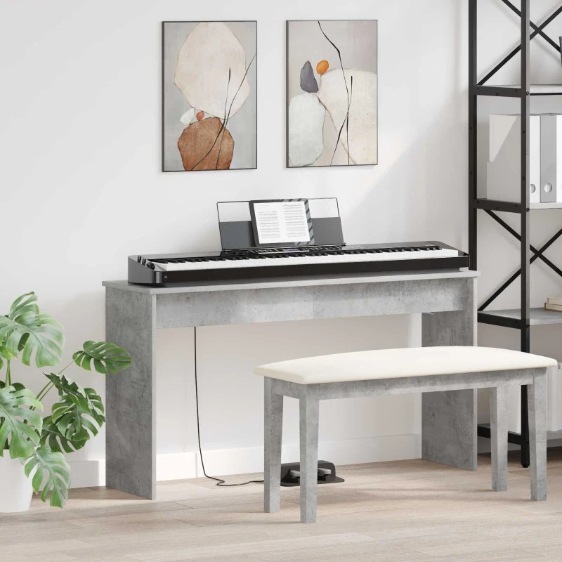 Keyboardstand 120x32x64 cm Betongrå – Konstrueret træ