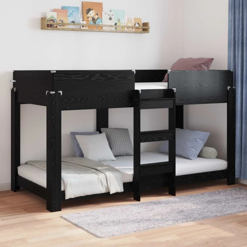 Køjeseng til børn 100x200 cm, sort-eg, konstrueret træ
