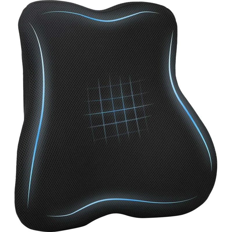 Indstillelig hoved-/rygpude 40x40x11 cm - Memory skum, sort