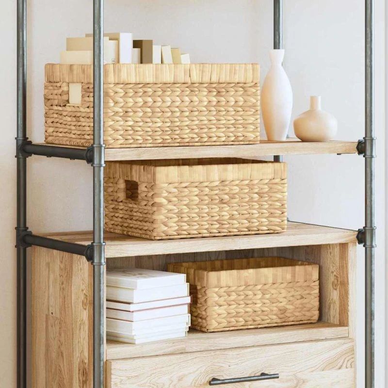 Opbevaringskurve 3 stk i vandhyacint natur 40x30x18 cm