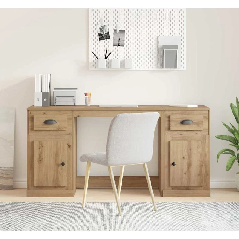 Artisan Skrivebord med skab, Egetræ 154,5×50×75 cm