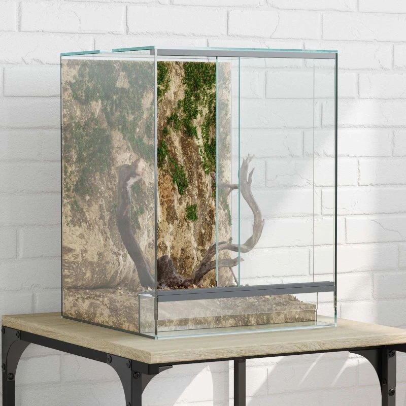 Glas terrarium 30x30x40 cm - Transparent med opbevaring