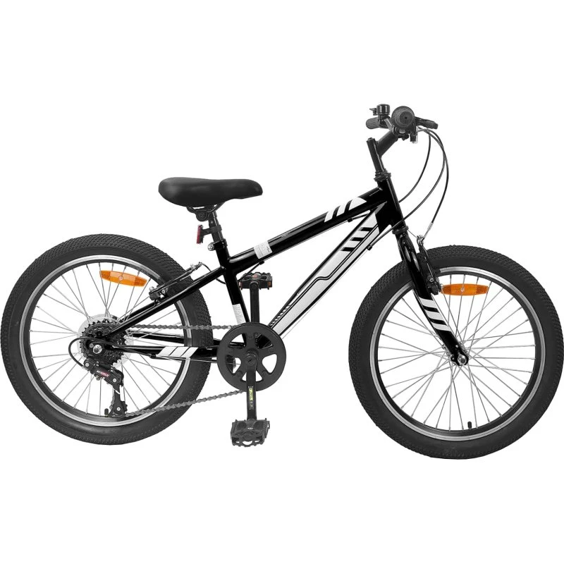 Mountainbike 24 tommer 6-speed til børn 8-12 år – Sort