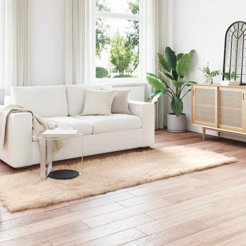 Falsk fåreskindstæppe Tafalla 80x250 cm Beige