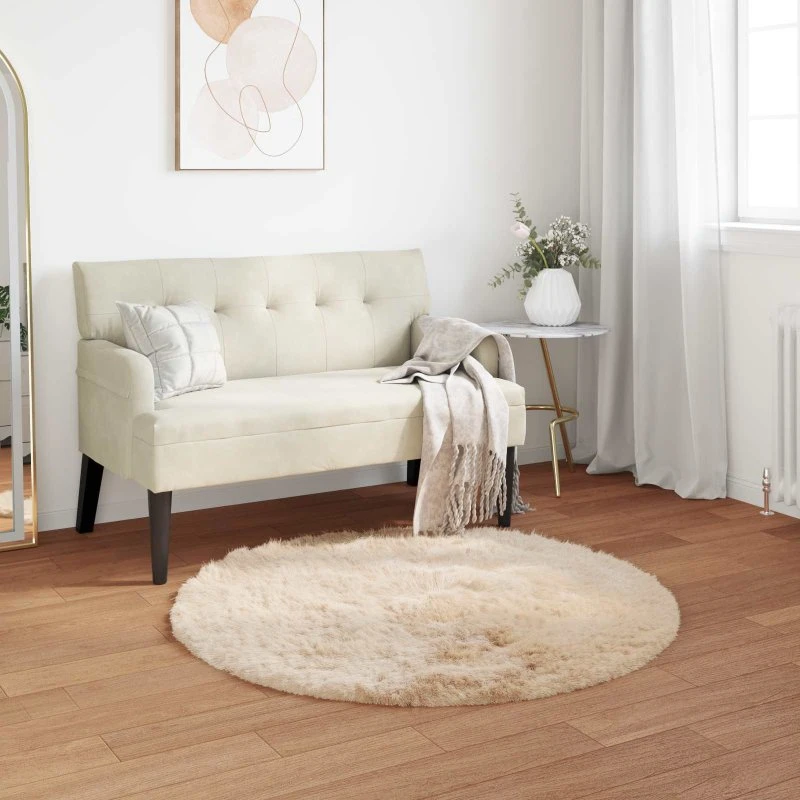Kunstpels Fåreskindstæppe Ø 80 cm - Beige