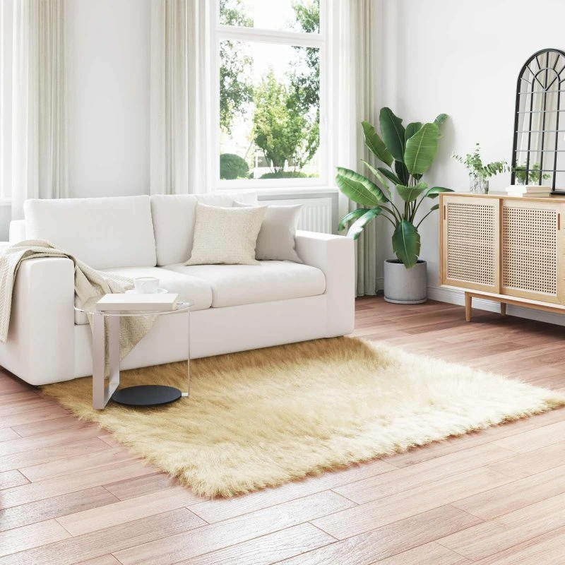 Falsk Fåreskindstæppe Creme 160x160 cm