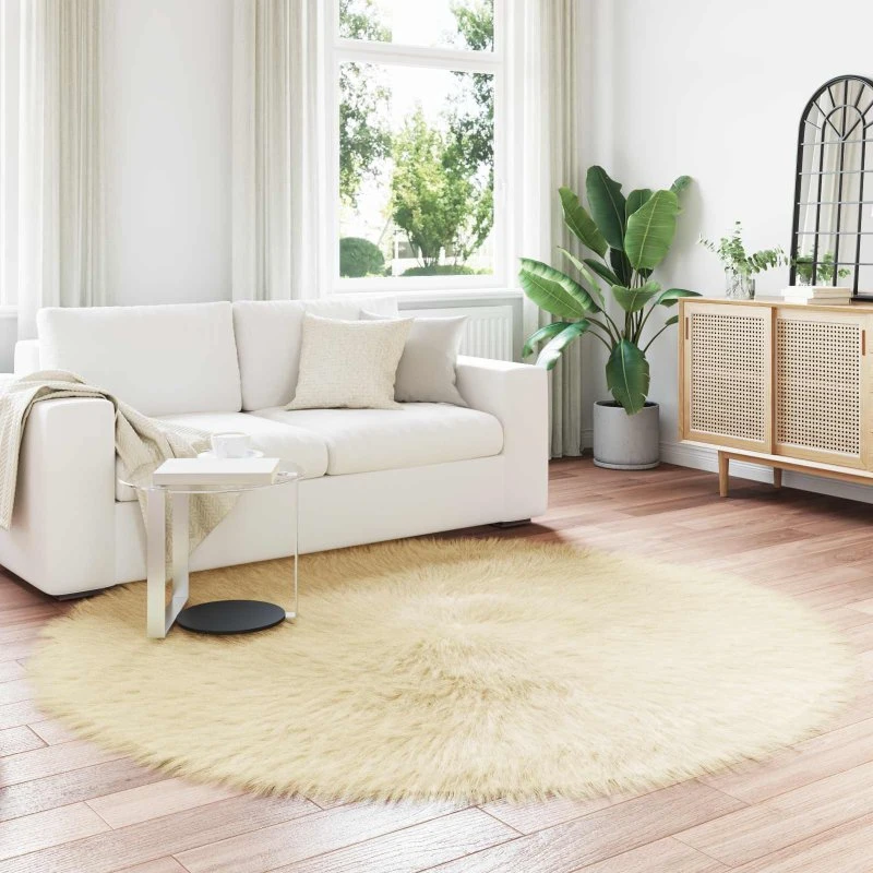 Faux Fåreskind Tæppe Tafalla Ø160 cm - Creme