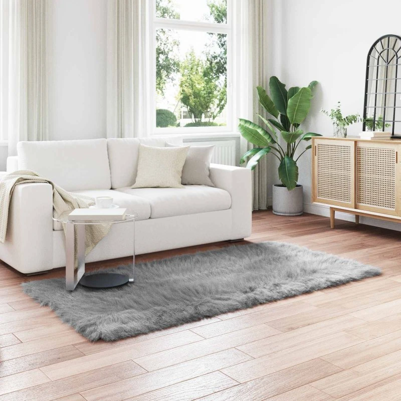 Falsk fåreskindstæppe Tafalla 100x200 cm - Grå