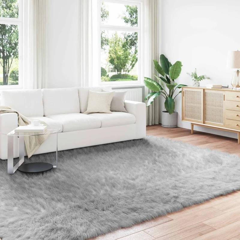 Falsk fåreskindstæppe Tafalla 240x340 cm - Grå polyester