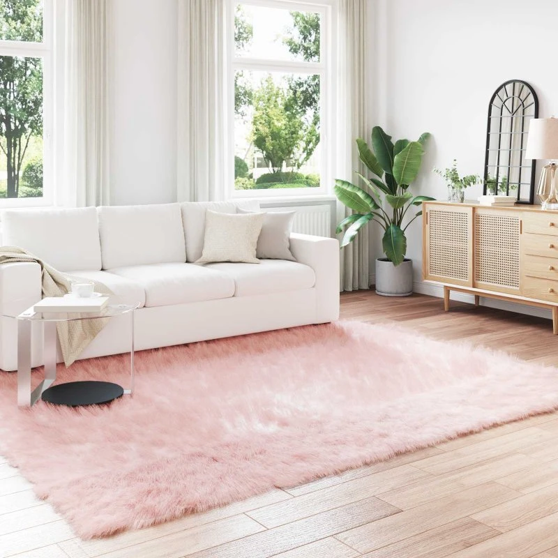 Falsk fåreskindstæppe lyserød 240x340 cm – blød polyester