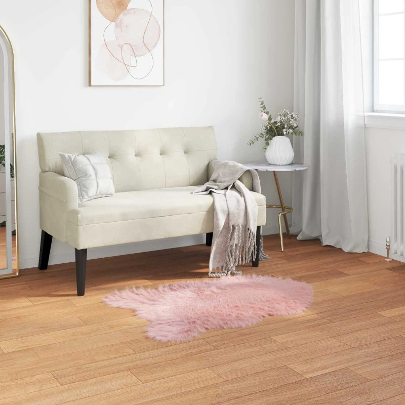 Lyserød Kunstpels Fåreskindstæppe 50x80 cm - Polyester