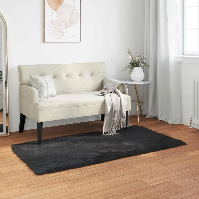 Falsk fåreskindstæppe Tafalla 80x150 cm - Sort