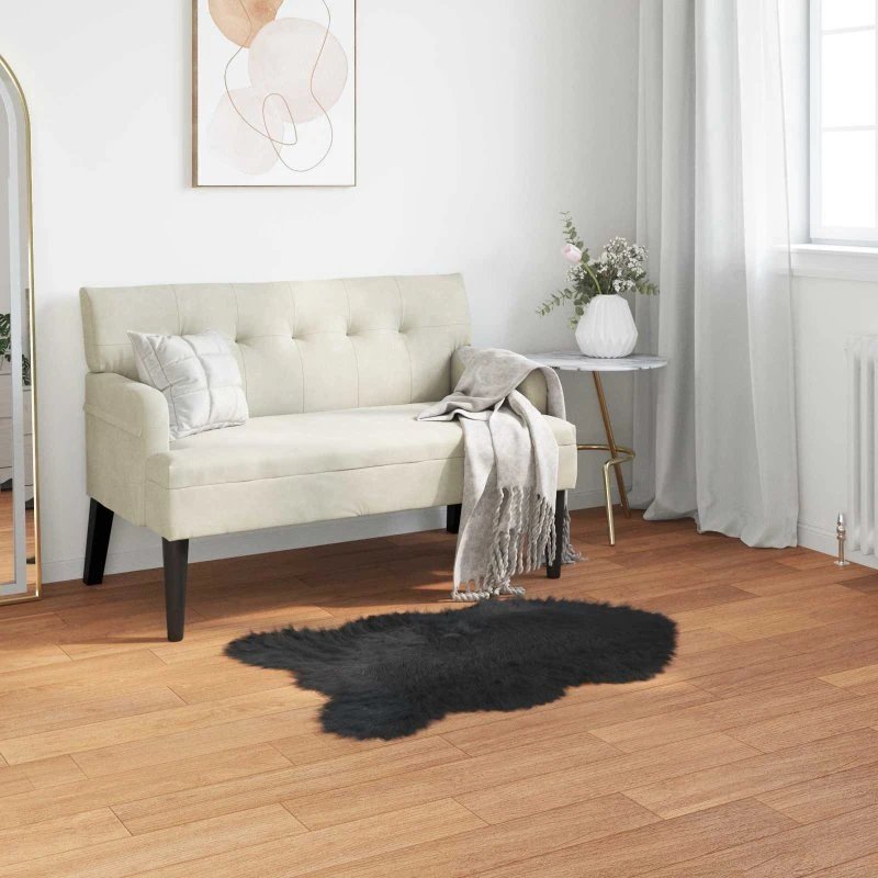 Falsk fåreskind tæppe 60x90 cm - Sort (polyester)