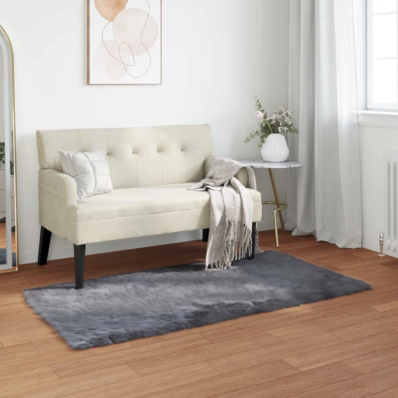 Falsk fåreskindstæppe Tafalla Antracit 60x110 cm