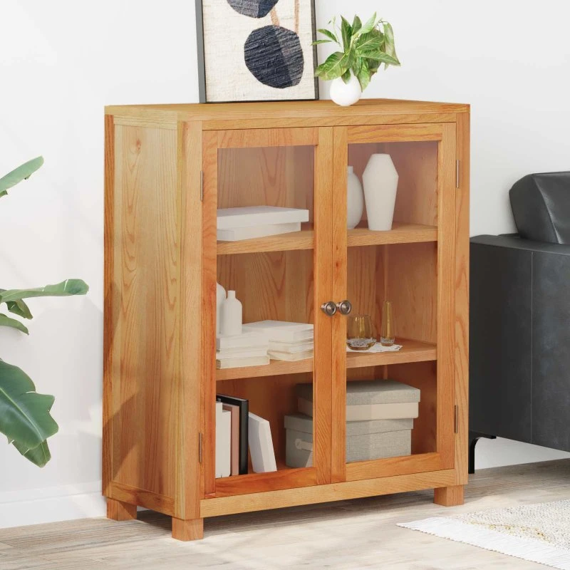 Brunt kabinet med hylde og låge 80x35x95 cm
