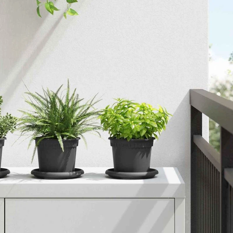 Rund blomsterpotte 6 stk Ø12,5 x 10 cm, sort (plast)