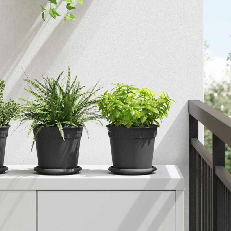 Rund plastikblomsterpotte 24 stk Ø17x14 cm - Sort