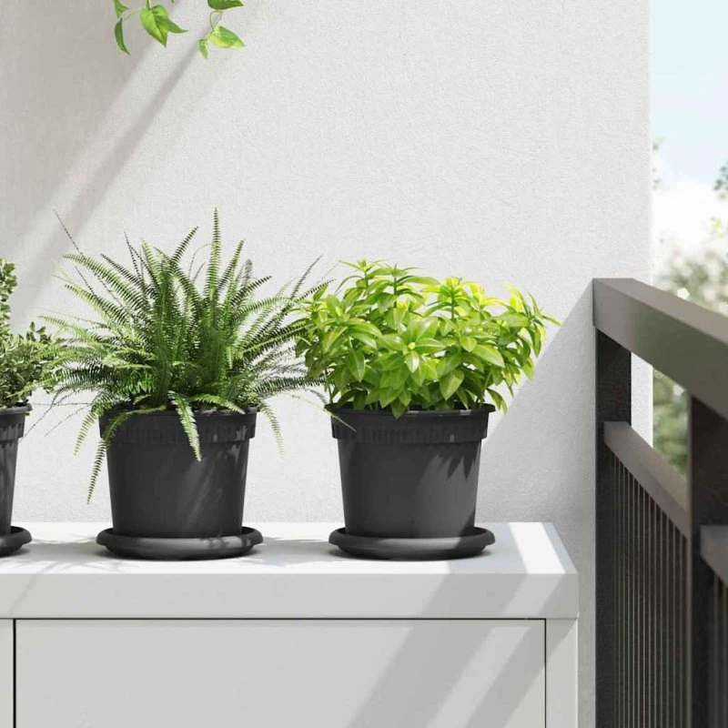 Rund blomsterbakke i plastik 24 stk Ø14×2 cm – Sort