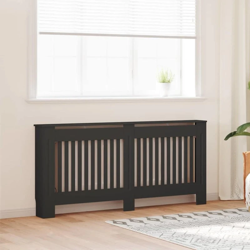 Radiatorafdækning 2 stk Sort 172x19x81,5 cm