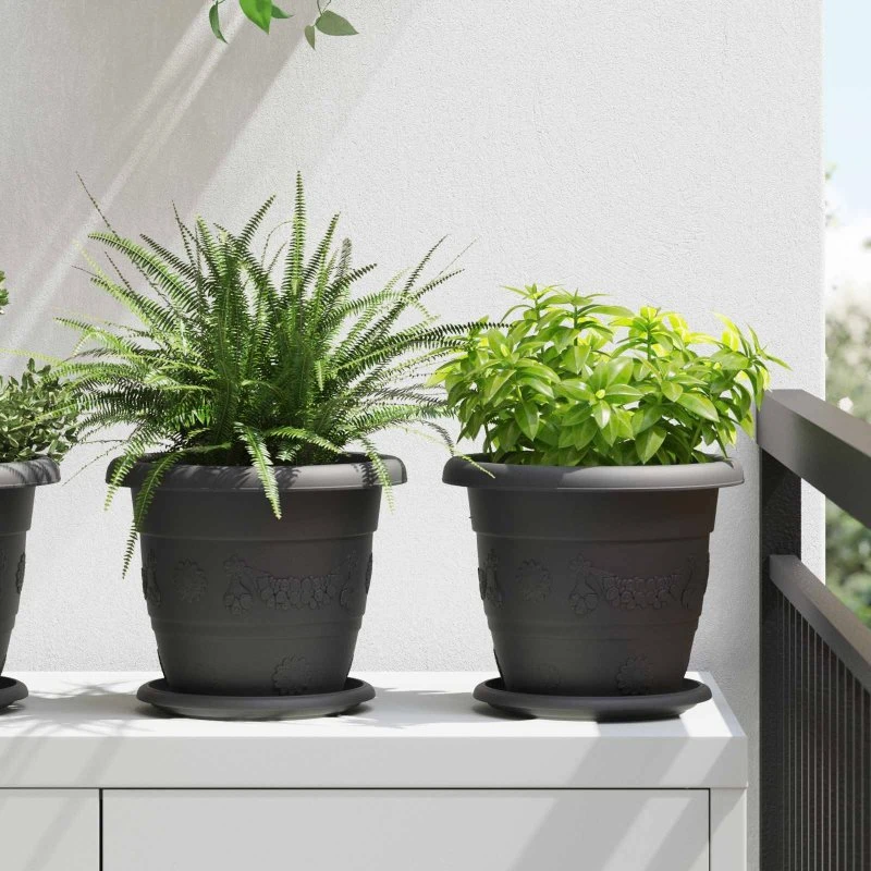 Plantepotter 6 stk — Sort Ø26 x H21,5 cm (Plast)