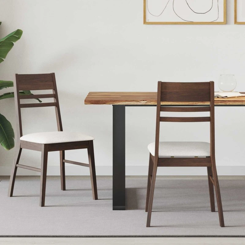 Spisestole 2 stk Lys Brun i Massiv Gummitræ 43x54x89 cm