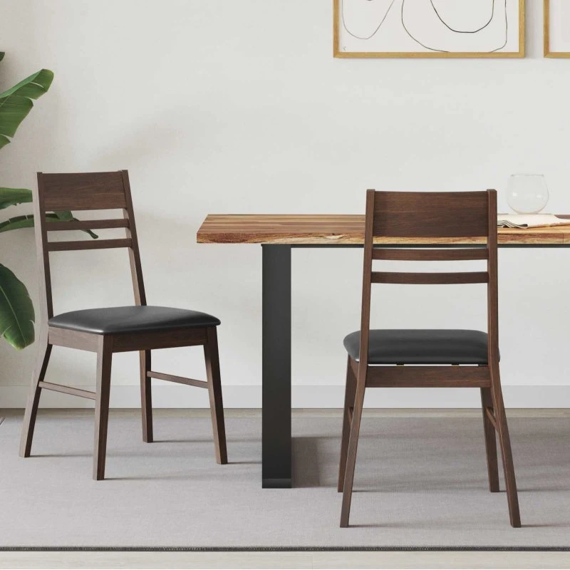 Spisestole 2 stk. - Lys brun massiv gummitræ (43x54x89 cm)