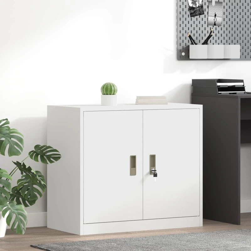 Hvidt opbevaringsskab i stål 80×40×70 cm