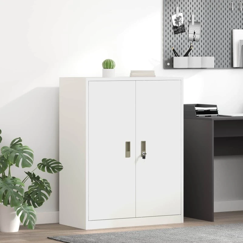 Hvidt opbevaringsskab i stål 80x40x105 cm