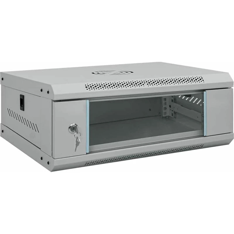 Netværksskab i stål 53x45x21 cm – Vægmonteret, grå