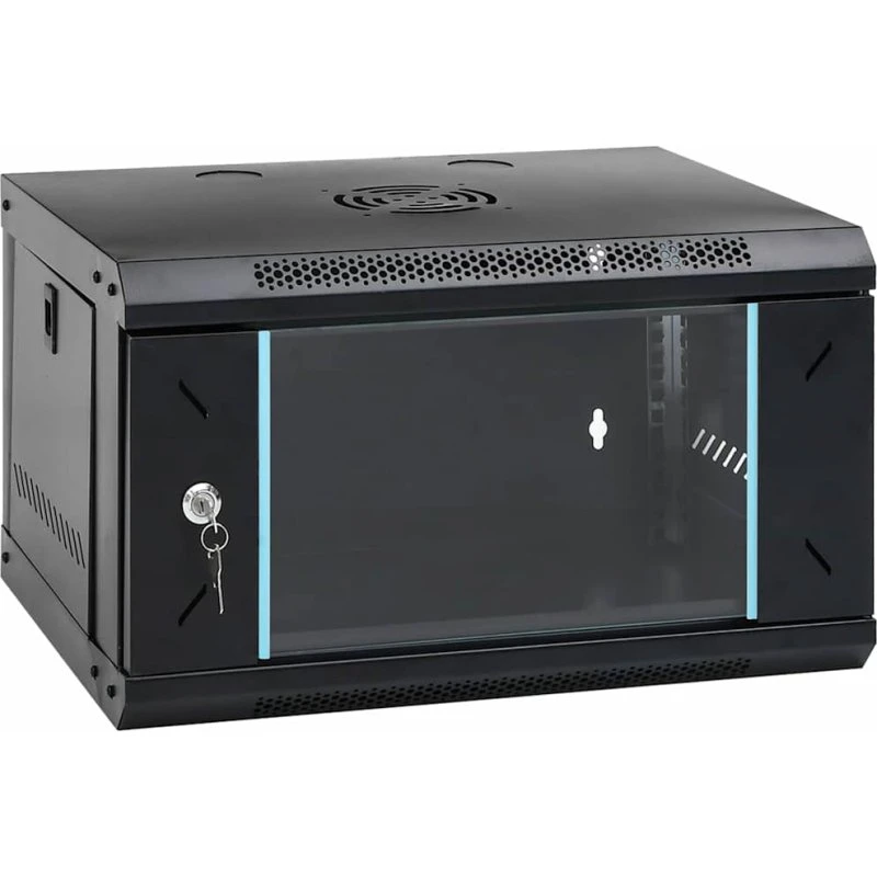 Vægmonteret netværksskab 53x45x30 cm - Sort stål