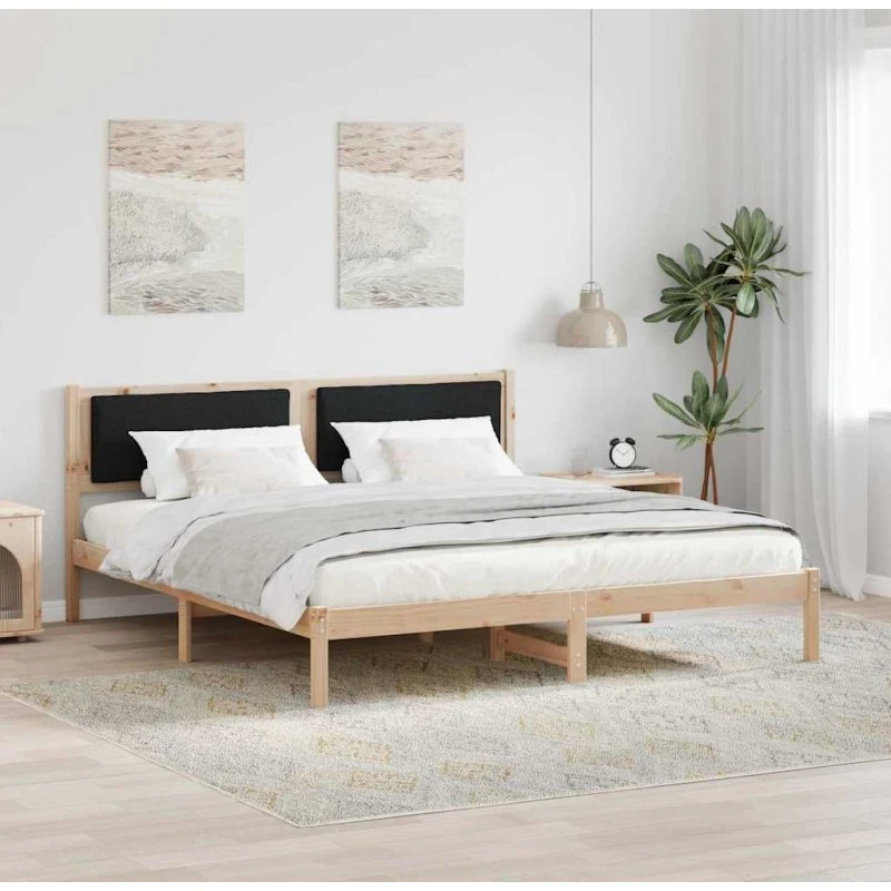 Sengestel 200x200 cm i massivt fyrretræ, sort