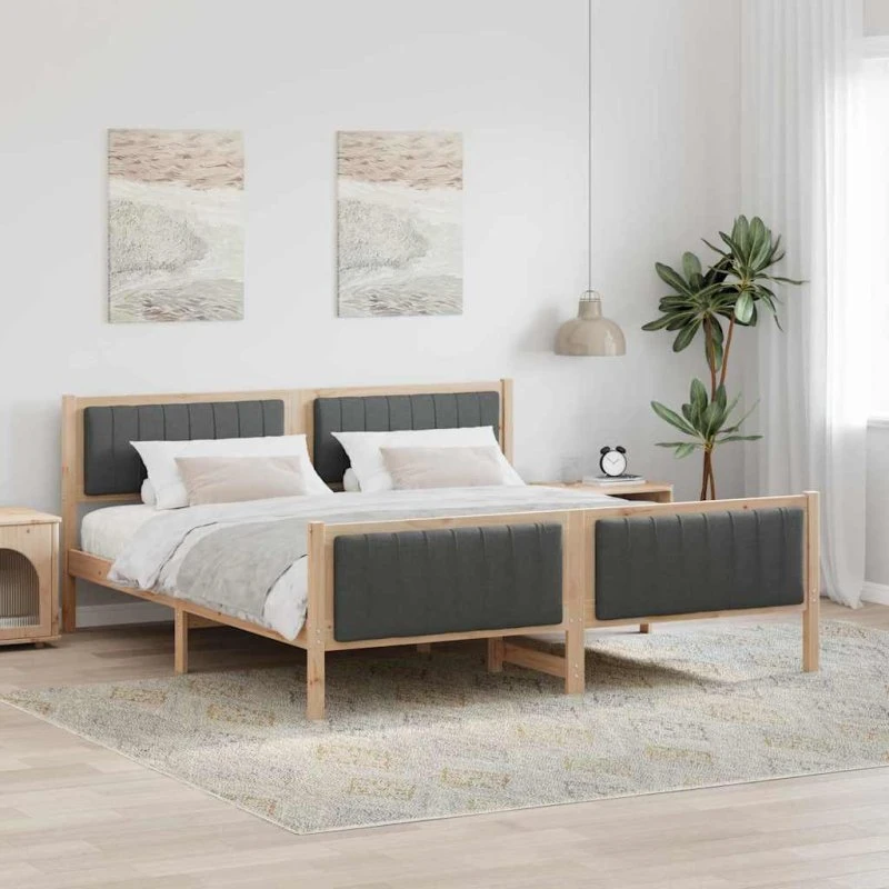 Sengestel i massivt fyrretræ 180x200 cm – brun/mørkegrå