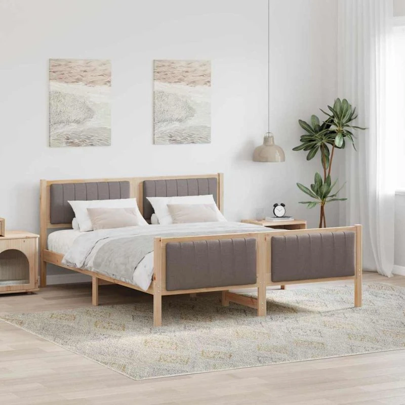 Sengestel 160x200 Brun/Taupe i massivt fyrretræ