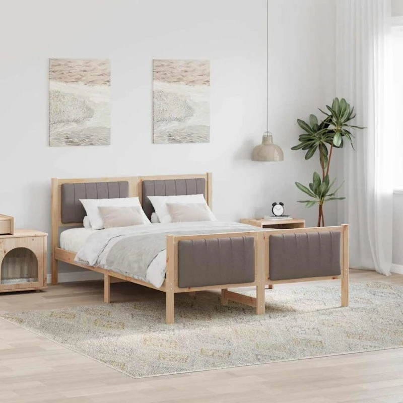 Sengestel i massivt fyrretræ 140x200 - brun/taupe