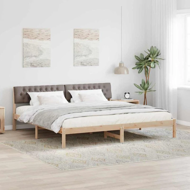 Sengestel i massivt fyrretræ 200x200 cm - Brun/Taupe
