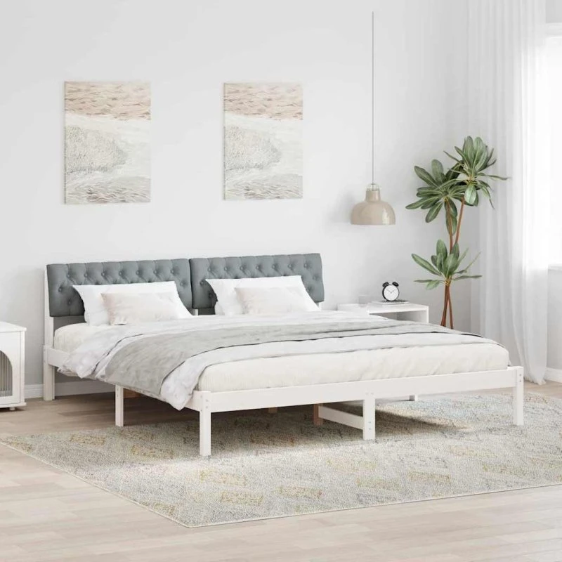 Sengestel i massivt fyrretræ 180x200 cm – hvid/lys grå