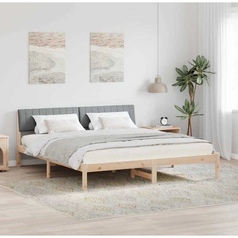 Sengestel 180x200 i massivt fyrretræ, brun/lys grå