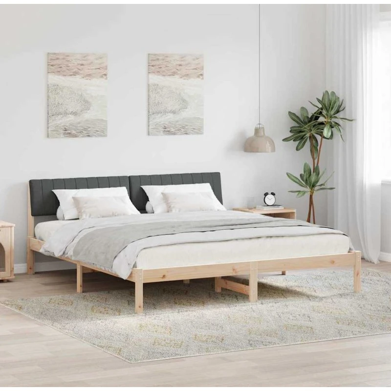 Sengestel i massivt fyrretræ 180x200 cm – brun/mørkegrå