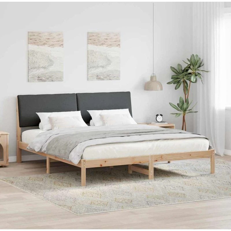 Sengestel i massivt fyrretræ 180x200 cm - brun/mørkegrå