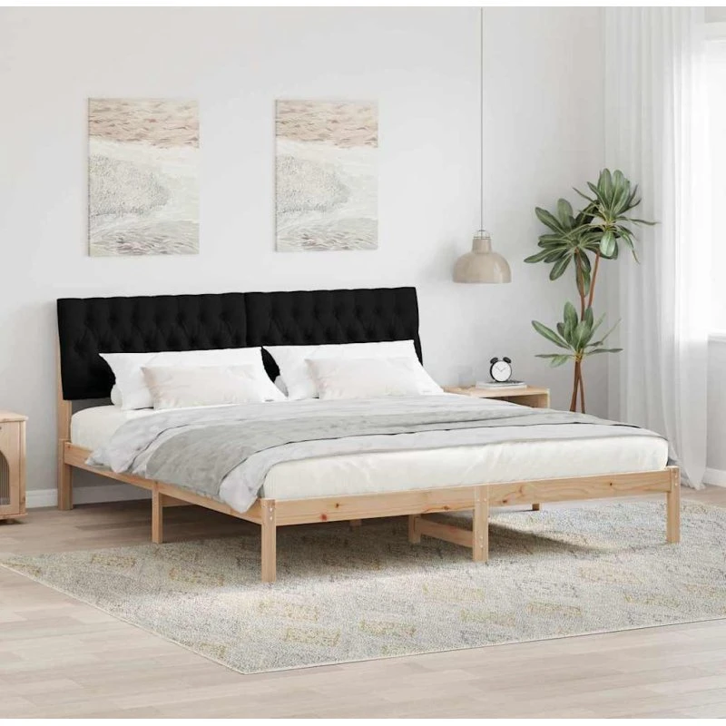 Sengestel 180x200 med polstret hovedgavl, brun/lysegrå