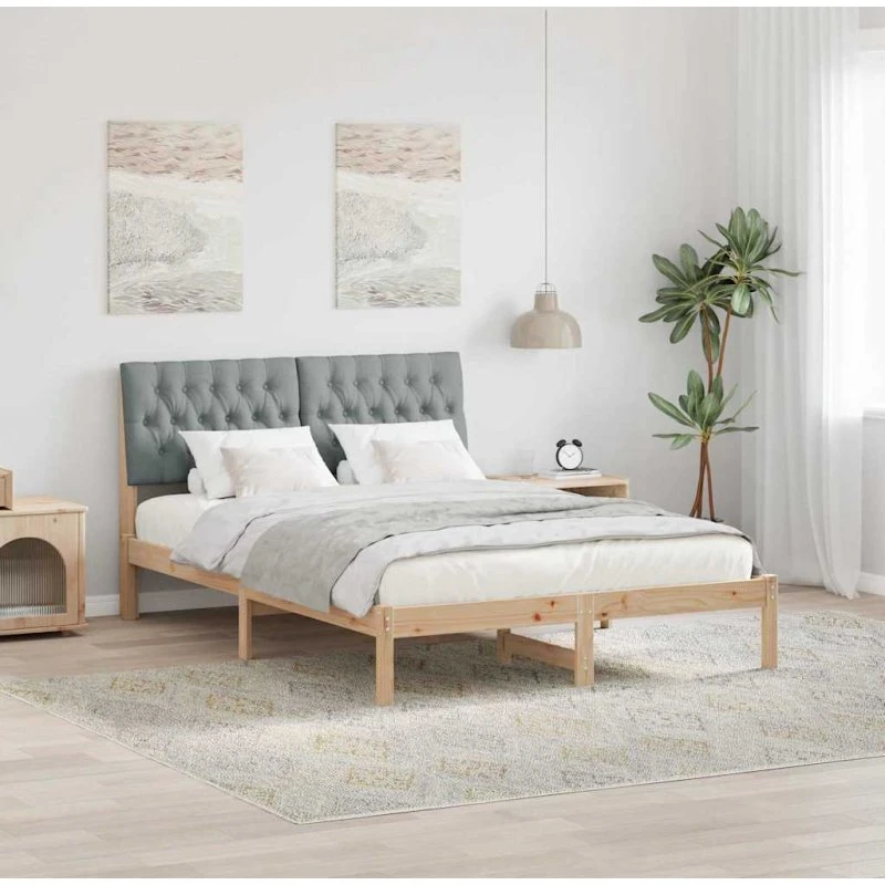 Sengestel 160x200 med polstret hovedgavl, brun/grå