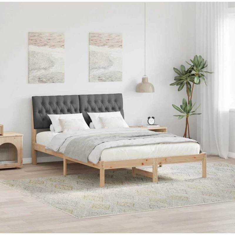 Sengestel med polstret hovedgavl 160x200 - Brun