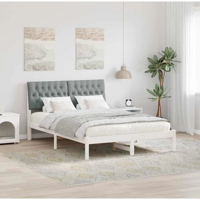 Sengestel 160x200 med polstret hovedgavl – hvid