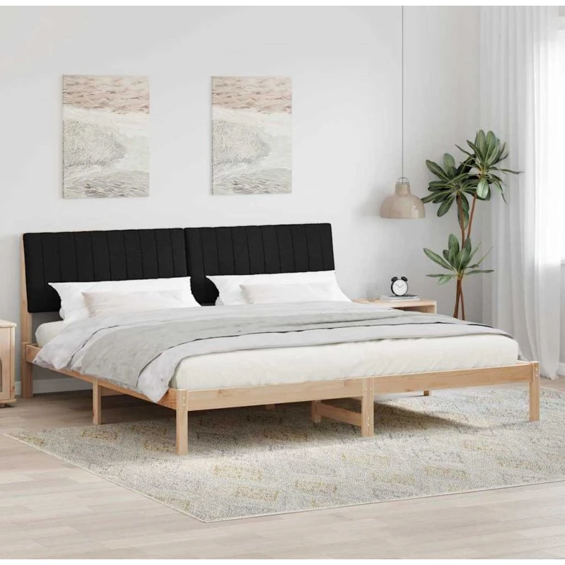 Sengestel 200x200 cm med polstret hovedgærde - Brun