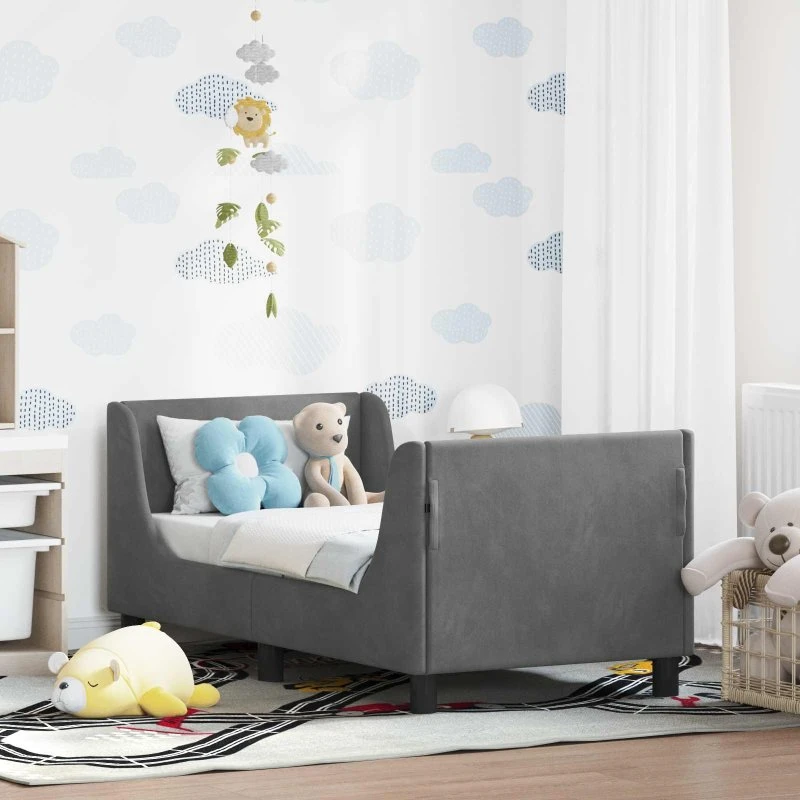 Sengestel til tumling 70x140 cm - Mørkegrå fløjl
