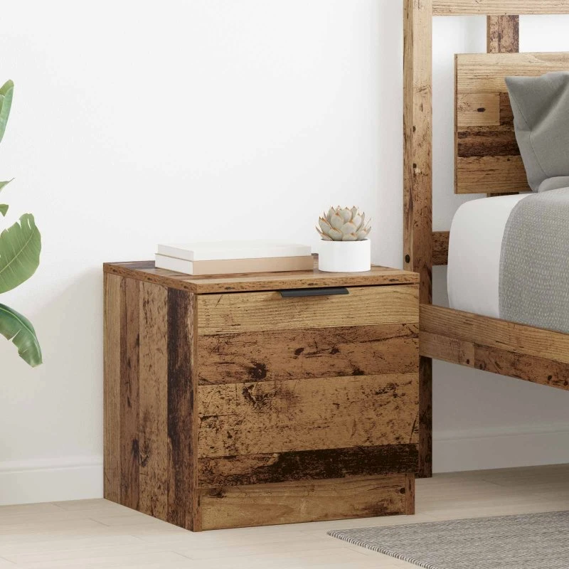 Sengeskab 2 stk i konstrueret gammelt træ 40x39x40 cm