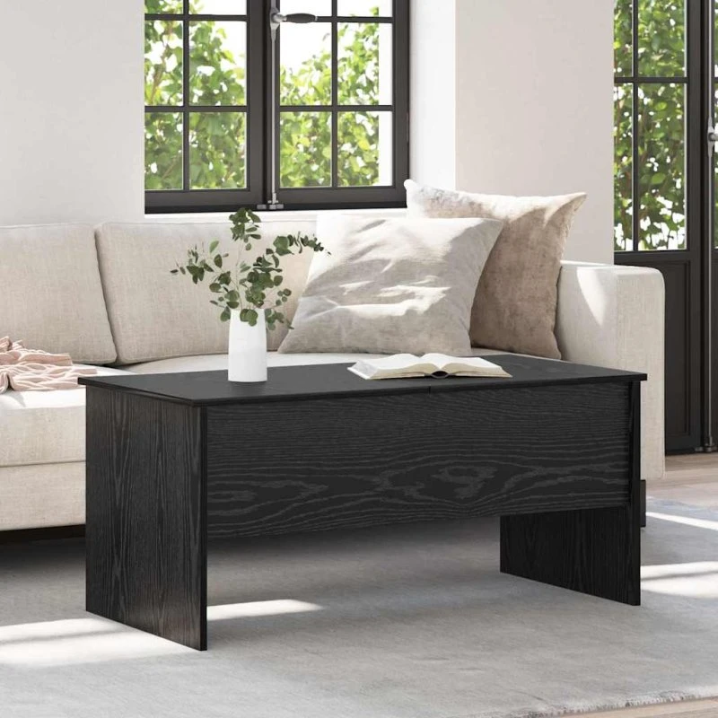 Sofabord Sort Eg 102×50,5×46,5 cm (Konstrueret træ)